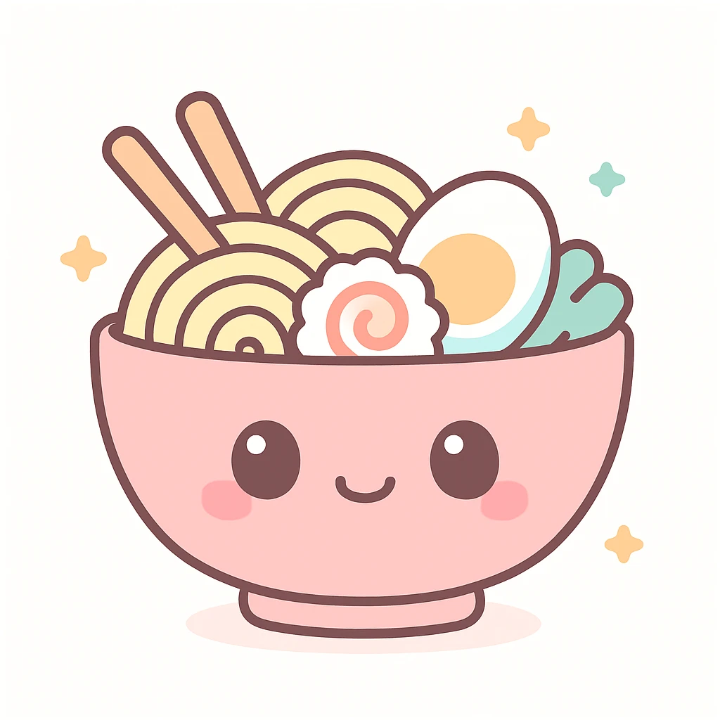 bowl of ramen, cute kawaii style emoji