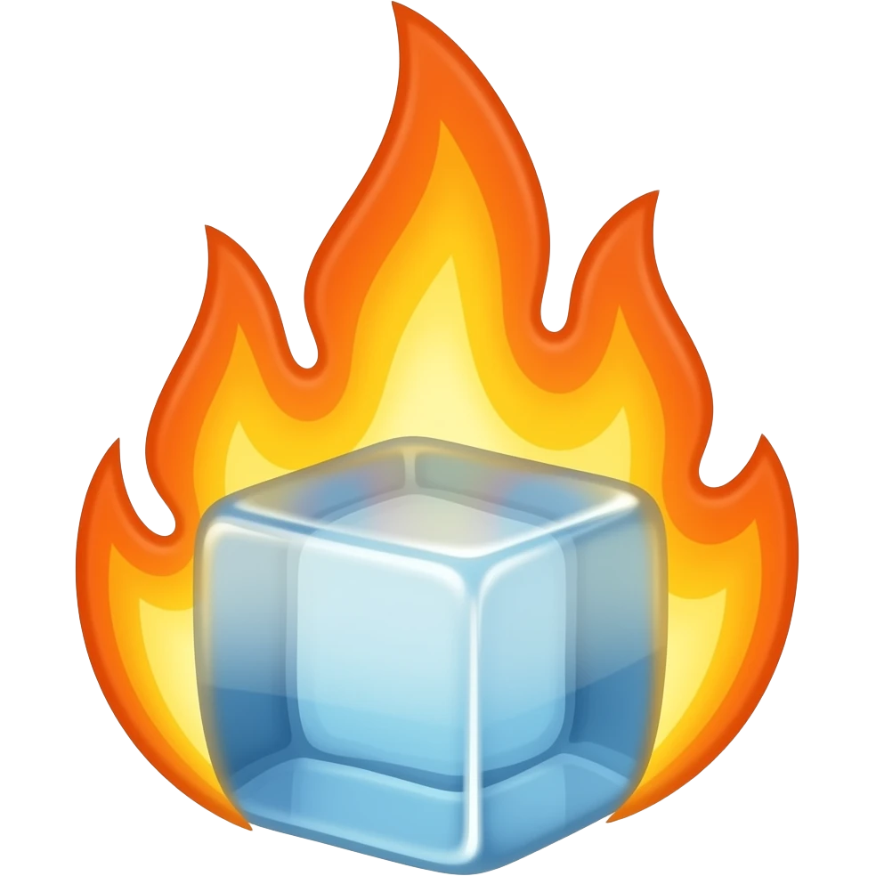 Ice cube on fire emoji