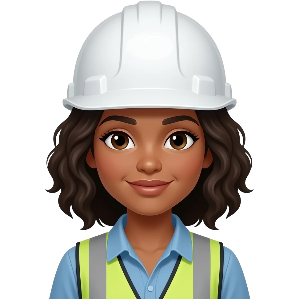 Una ingeniera morena mujer con casco blanco emoji