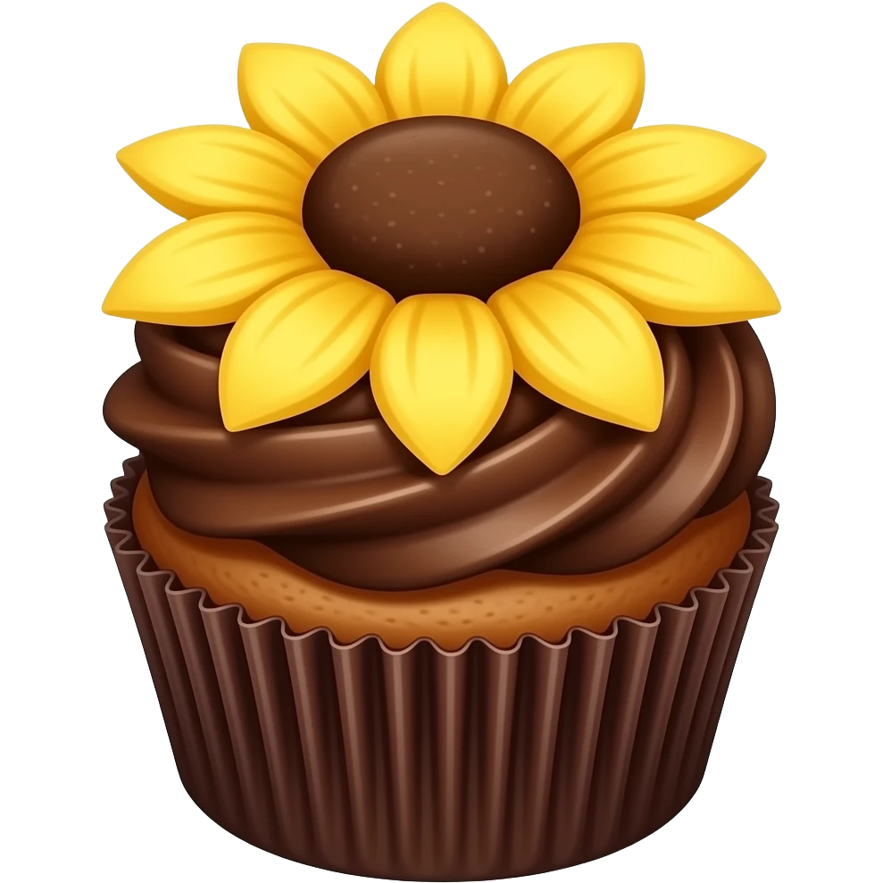 chocolate cupcake with sunflower for icing emoji