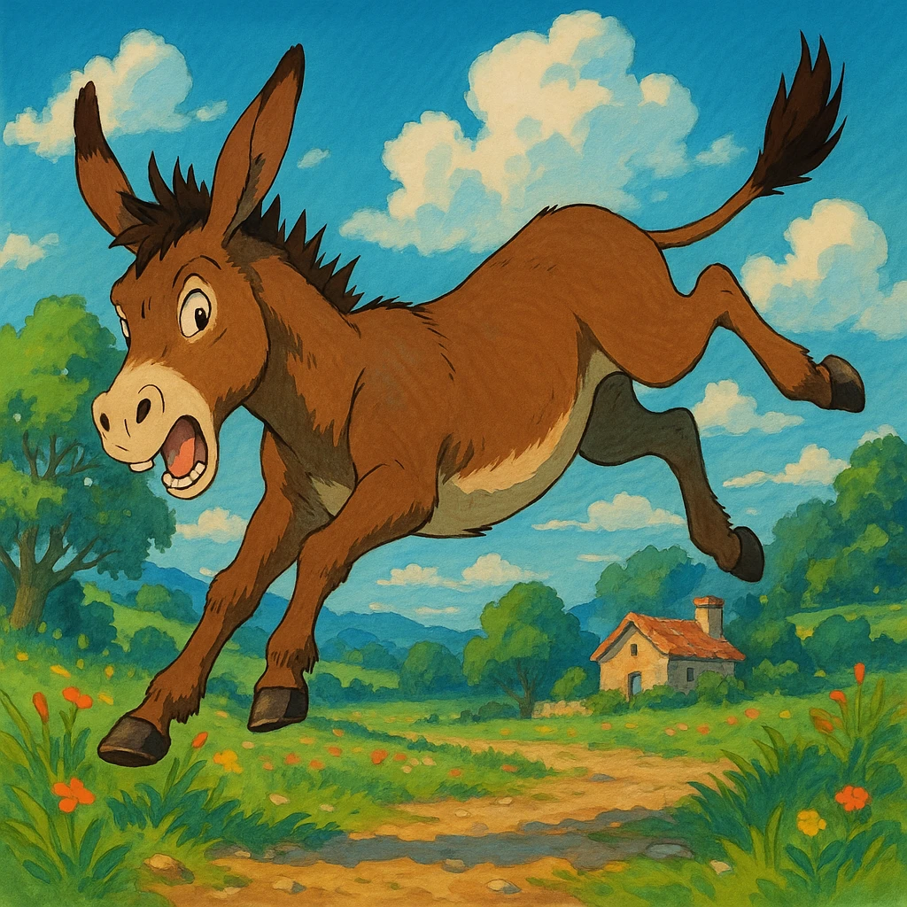 donkey kicking, lively and whimsical emoji