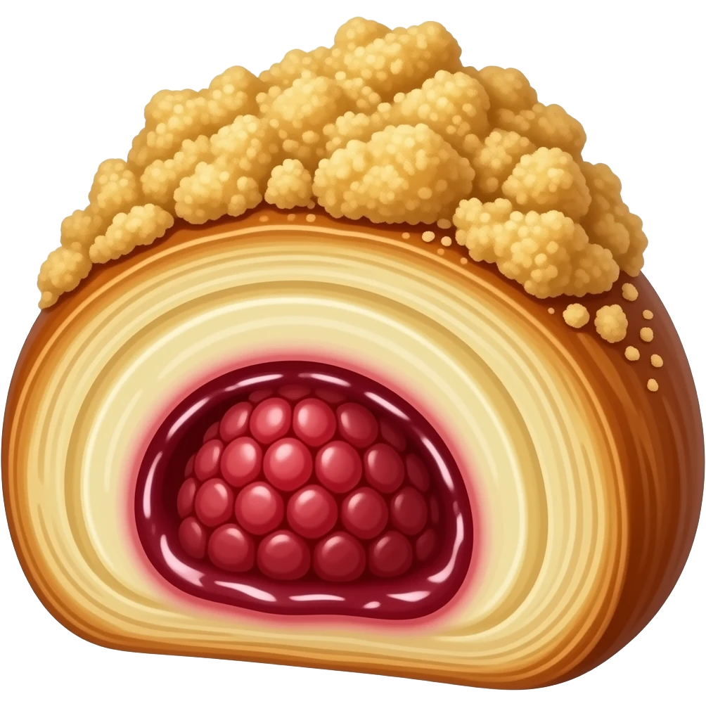 Cream Cheese Raspberry Danish with crumble emoji
