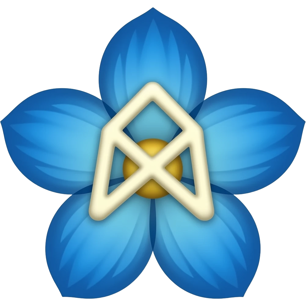 Crema runa flor azul emoji