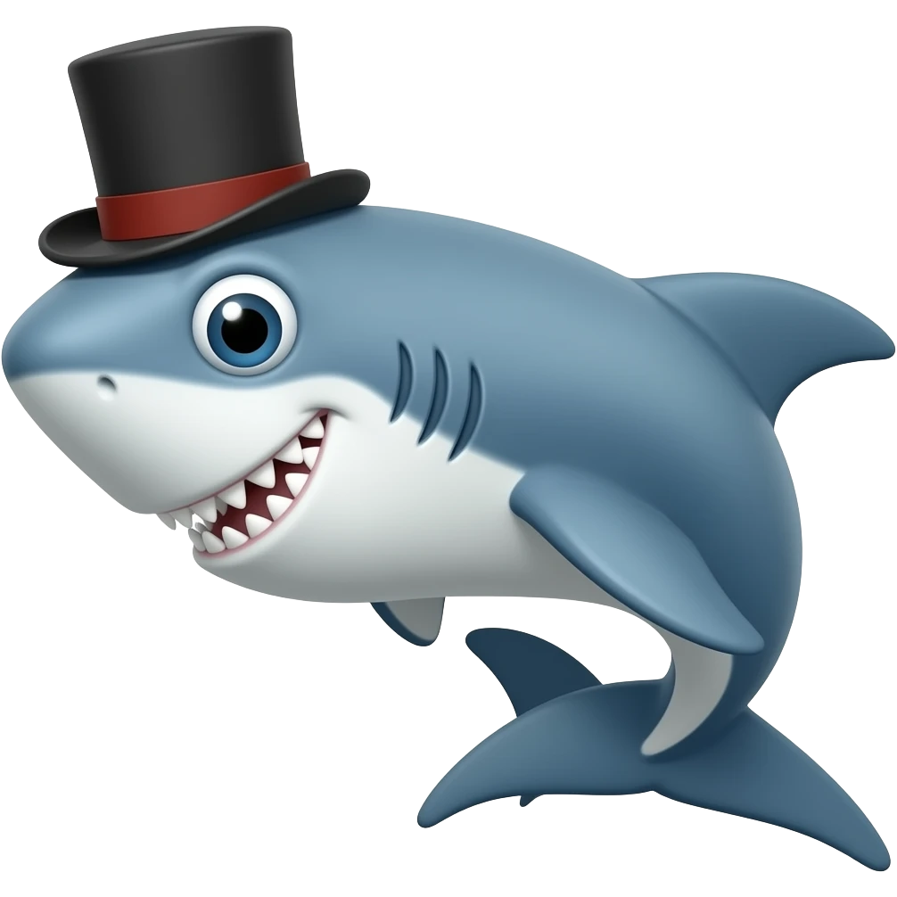 Shark with a top hat emoji