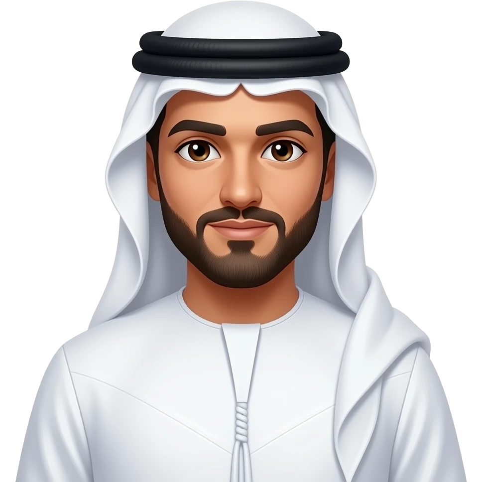 Make gulf man wearing thobe make him stand and make lighter face color not brown emoji