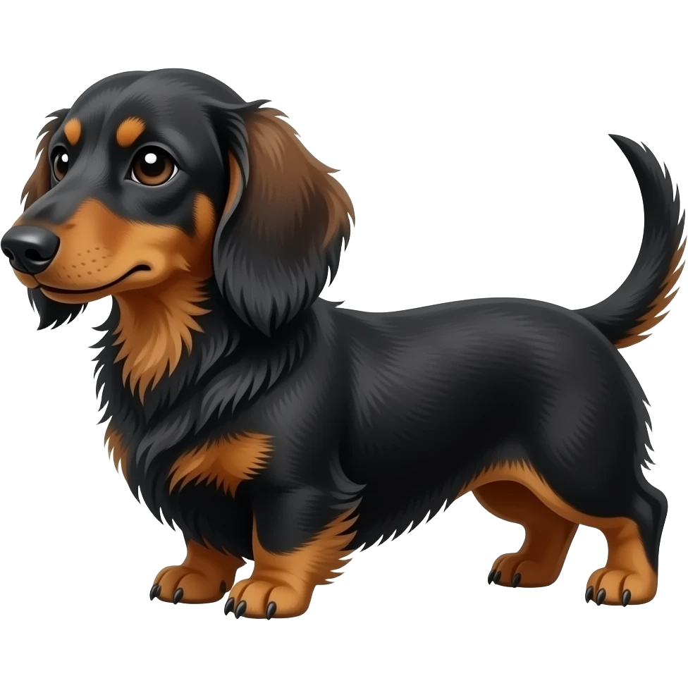 Short long-haired dachshund with black/brown fur emoji