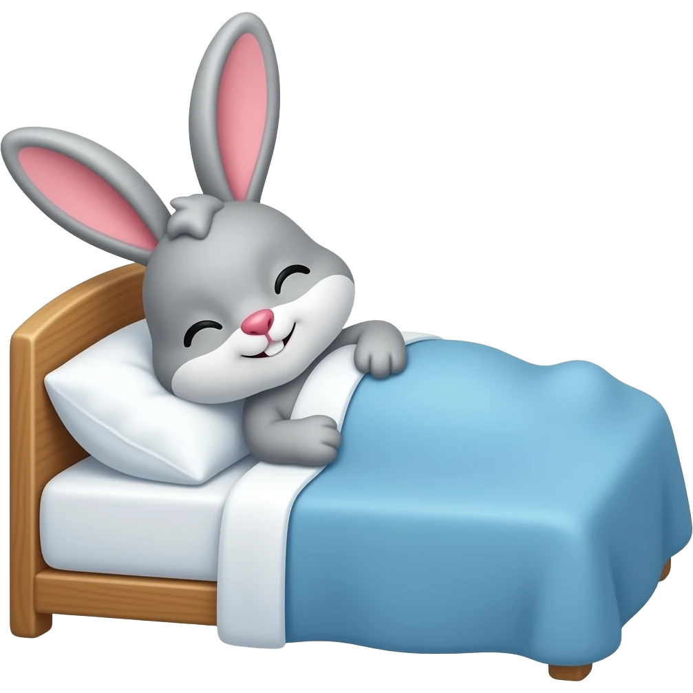 20. Lastly, grey bunny goes to bed. 🐰 emoji