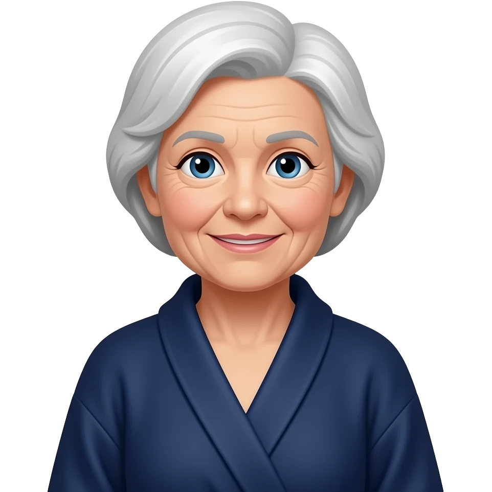 Old lady in a navy blue bathrobe emoji