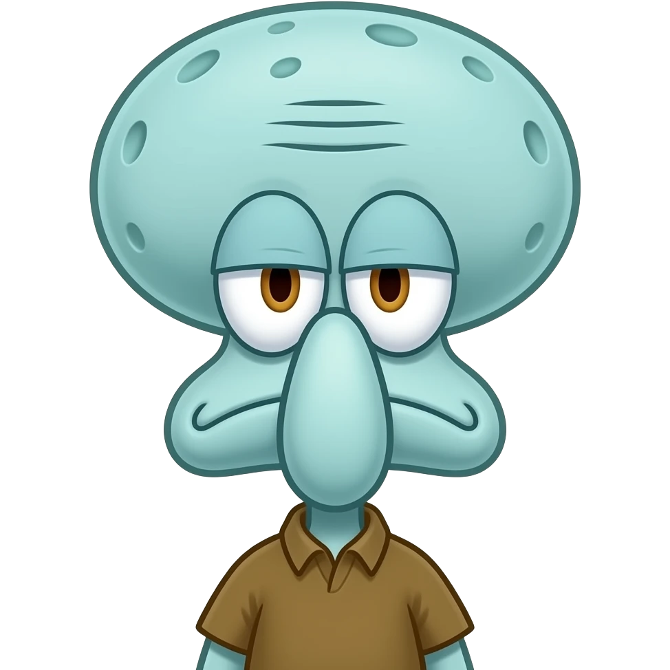 create a Squidward Tentacles emoji and remove Patrick Star and make his  head like in the cartoons and make it lean and like the original Squidward emoji