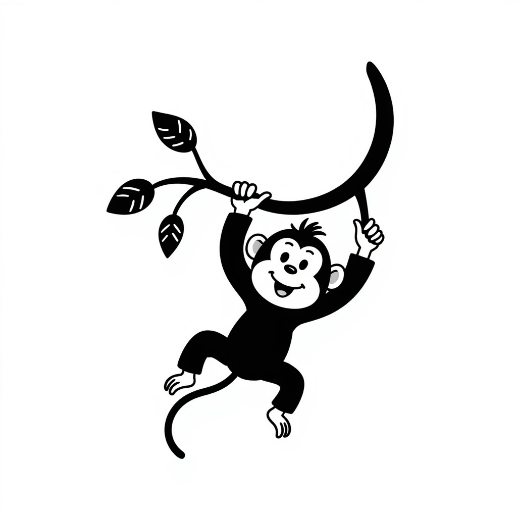 hand-drawn doodle of a monkey in black ink emoji