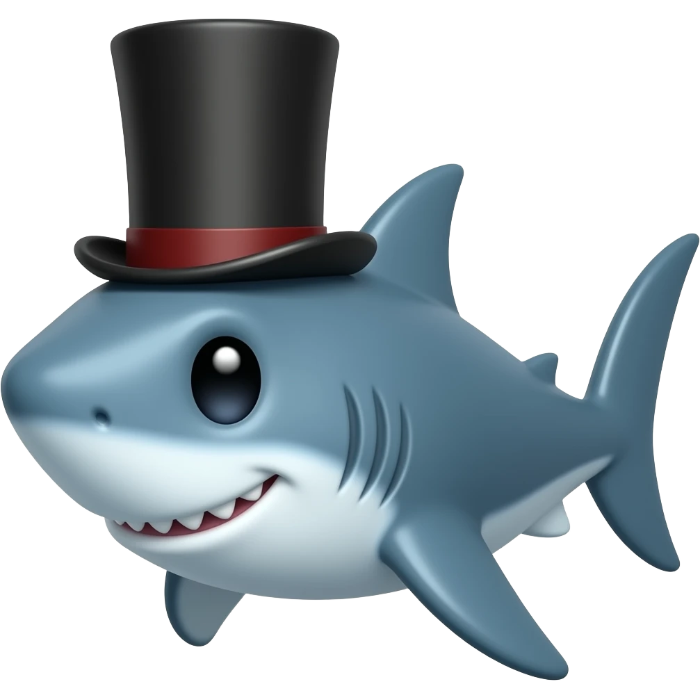 Shark with a top hat emoji