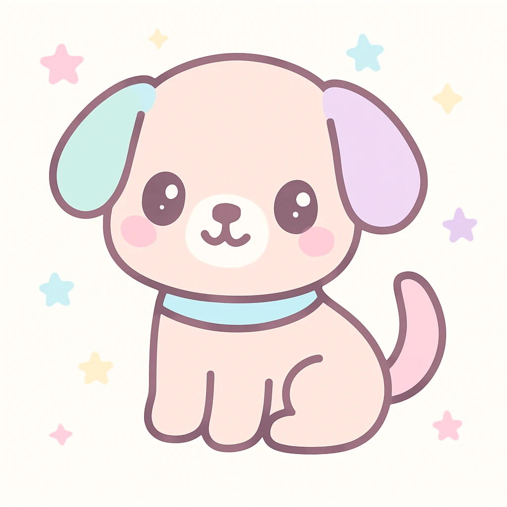 {
  "style_description": {
    "overall_look": "Cute, minimal, and soft with a friendly and playful tone",
    "material_simulation": {
      "primary_material": "flat digital color",
      "texture_detail": "smooth surfaces with no texture or shading",
      "pattern": "none or very simple decorative accents (e.g., hearts, stars)"
    },
    "geometry": {
      "edge_style": "rounded, soft curves with no sharp angles",
      "dimensionality": "flat two-dimensional appearance with simple shapes"
    },
    "color_palette": {
      "scheme": "pastel and light tones",
      "preferred_colors": ["pink", "mint", "lavender", "baby blue", "peach"],
      "contrast": "low contrast with bright accents"
    },
    "facial_features": {
      "eyes": "large, sparkly, often oval or circular",
      "mouth": "small, often a simple curve or dot",
      "expression": "joyful, innocent, or calm"
    },
    "lighting": {
      "type": "none or implied with soft highlights",
      "purpose": "maintain a clean and cheerful look"
    },
    "render_constraints": {
      "avoid": ["realistic shading", "high detail", "dark themes", "texture noise"],
      "focus_on": ["cute expression", "iconic simplicity", "emotional warmth"]
    },
    "background": {
      "color": "white or soft pastel",
      "style": "plain or patterned with simple icons (e.g., polka dots, stars)",
      "lighting_consistency": "no shadows, evenly lit feel"
    }
  }
}

{subject} = dog emoji