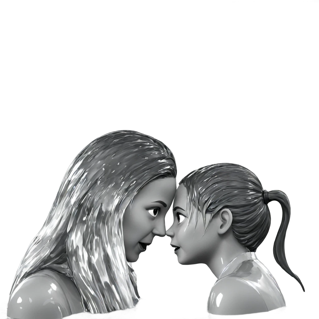 two girls in water grayscale emoji