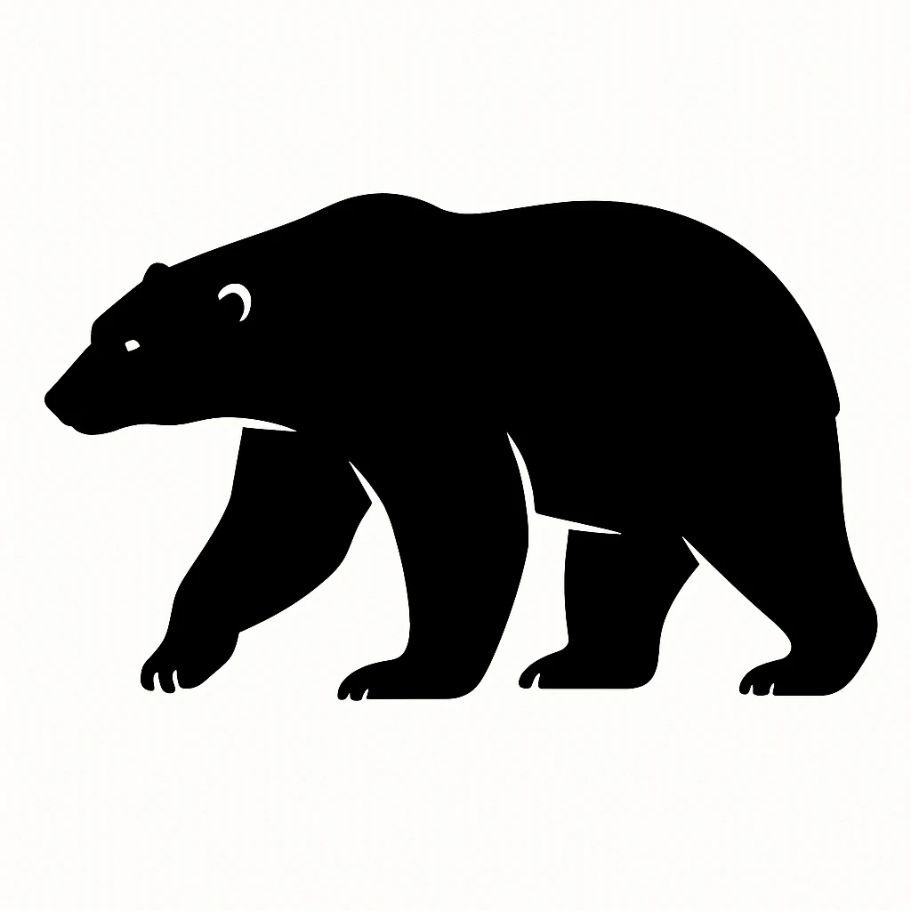 Polar bear black silhouette white background emoji