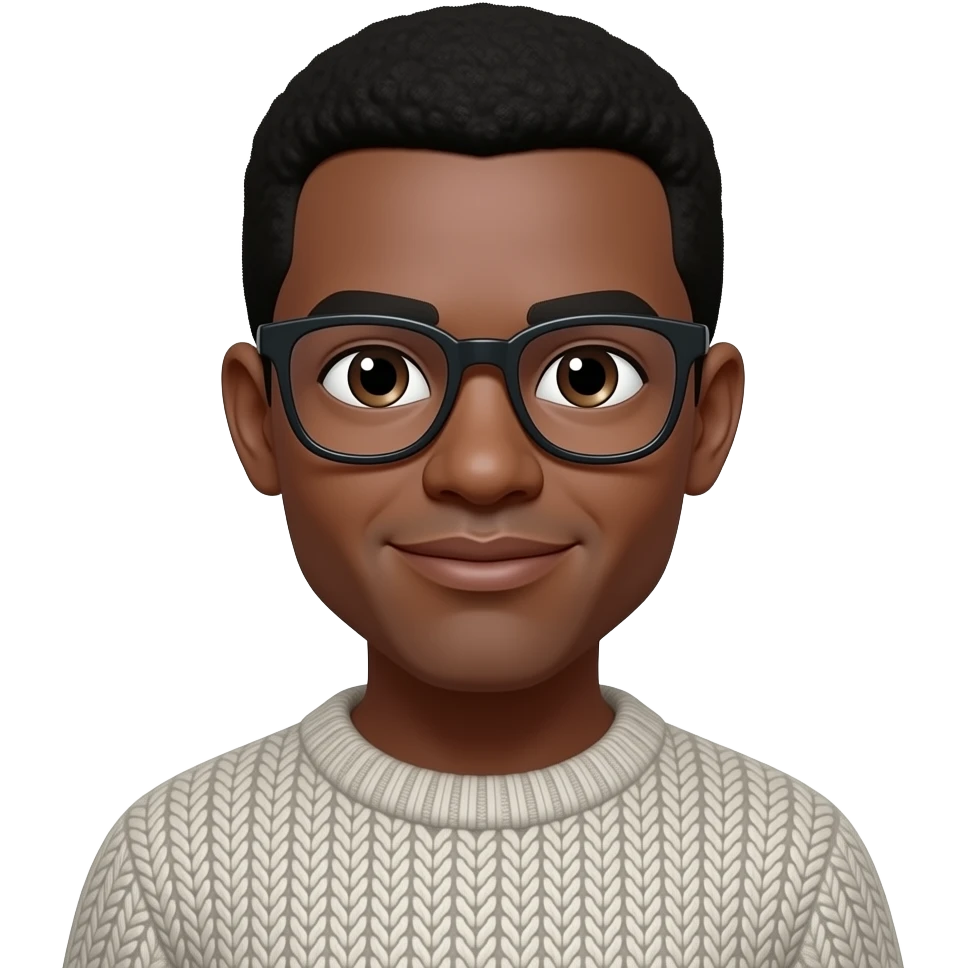 Black head with a sweater and glasses emoji
