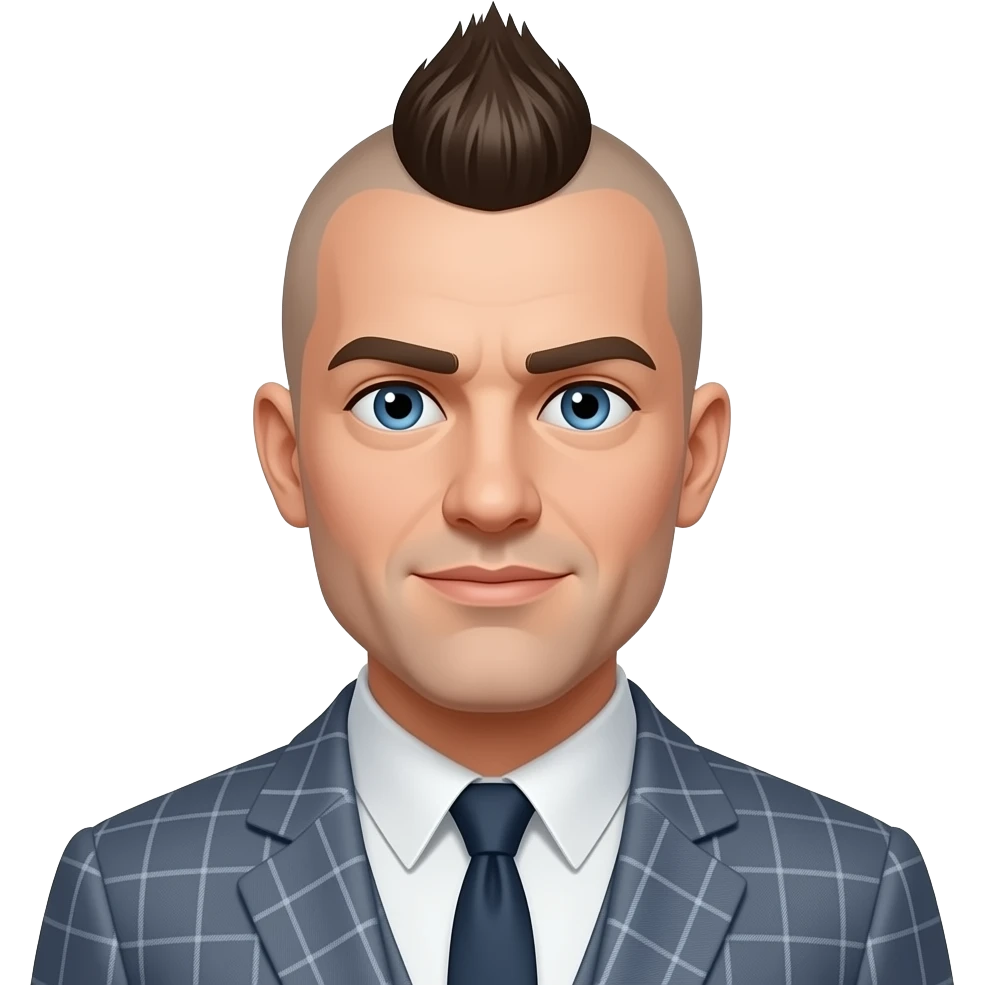 50's man skinhead mohawk and blue eyes and more broad shoulder emoji