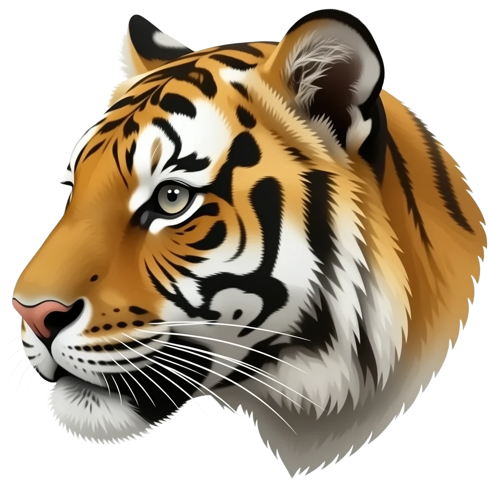 tiger head very realistic Turn sideways gray eyes emoji