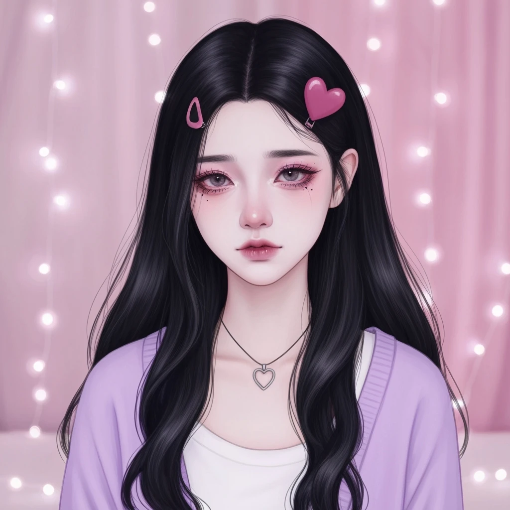 pastel goth profile picture with a heart accent, cute, expressive, minimal, variation 3 emoji
