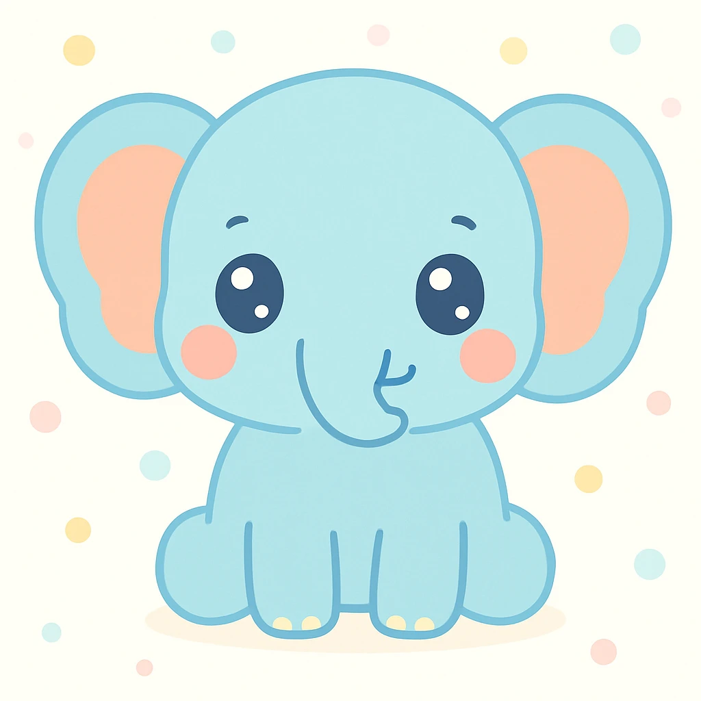 cute elephant in kawaii style emoji