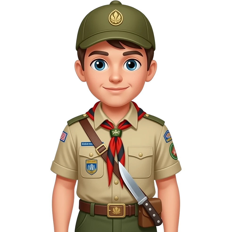 deutscher boyscout mit messer am gürtel und  bass emoji