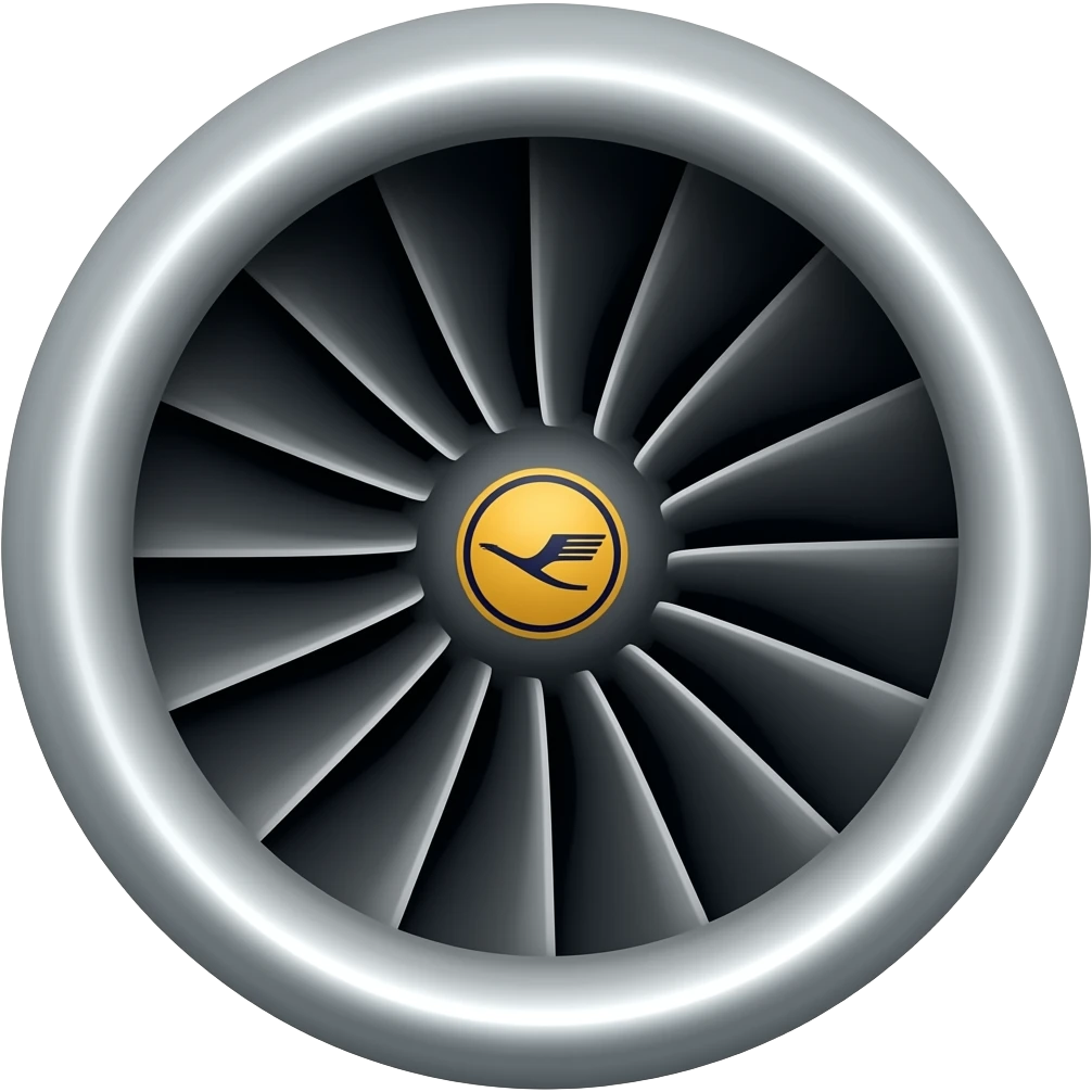 make a airplane turbine engine with in the middle of it a lufthansa logo emoji