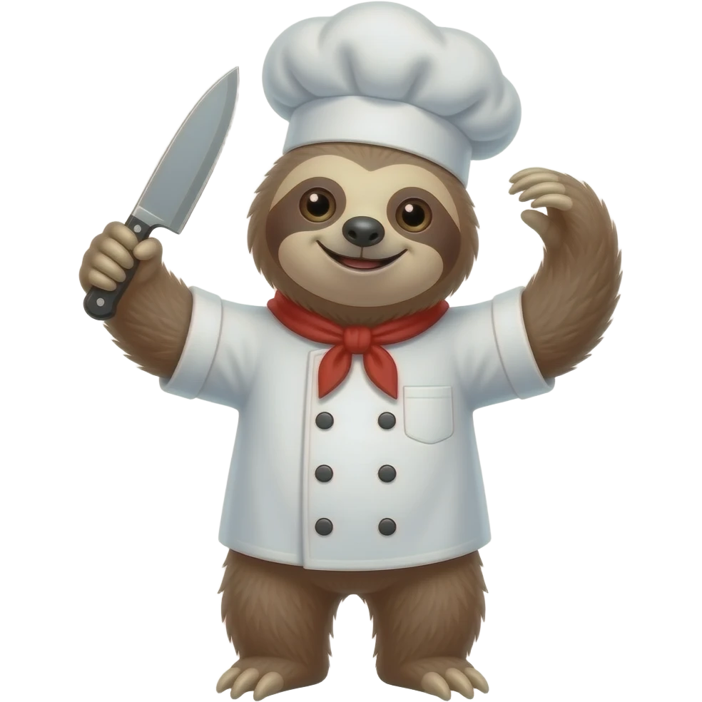 turn back looking askance going smiling evil killer sloth chef knife emoji