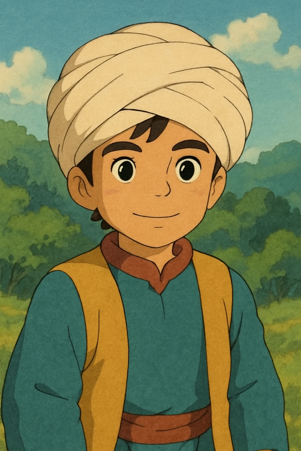 A boy brown hair black eyes turbi x costume emoji