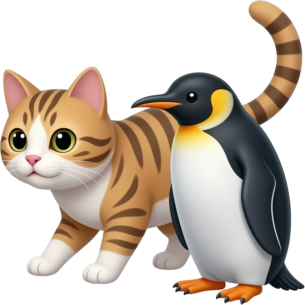 Cat getting by penguin emoji