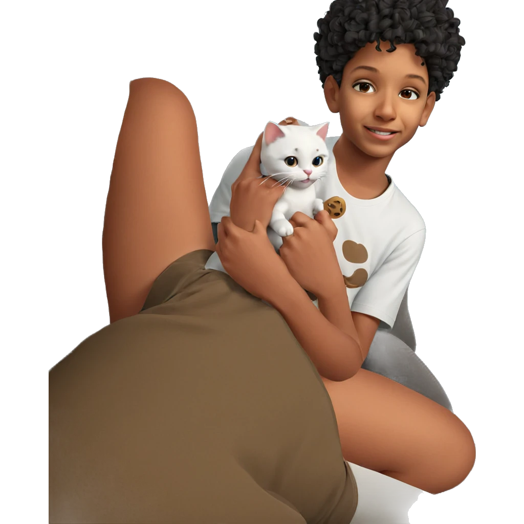 smiling person holding a cat emoji