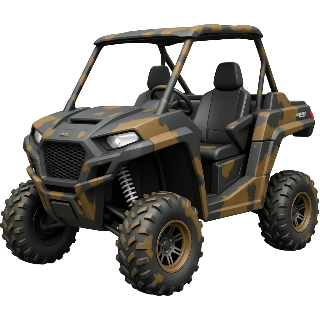 Black polaris ranger sxs with mud all over it with lifted tires emoji