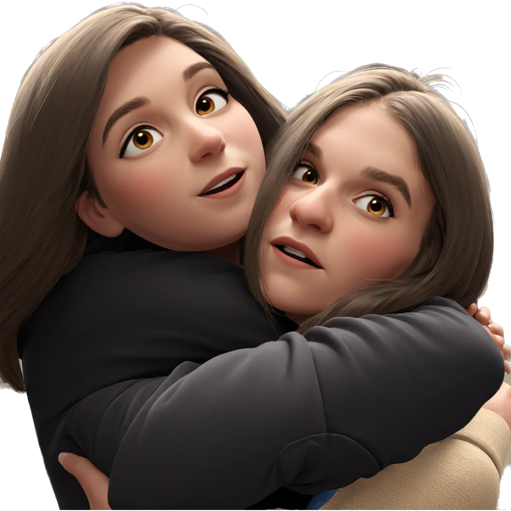 girls sharing a warm hug emoji