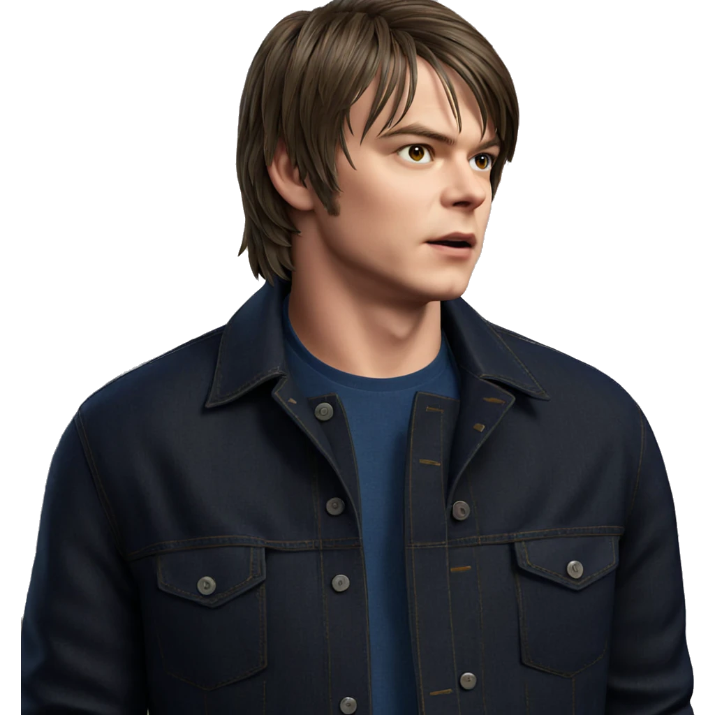 denim jacket against brick wall emoji