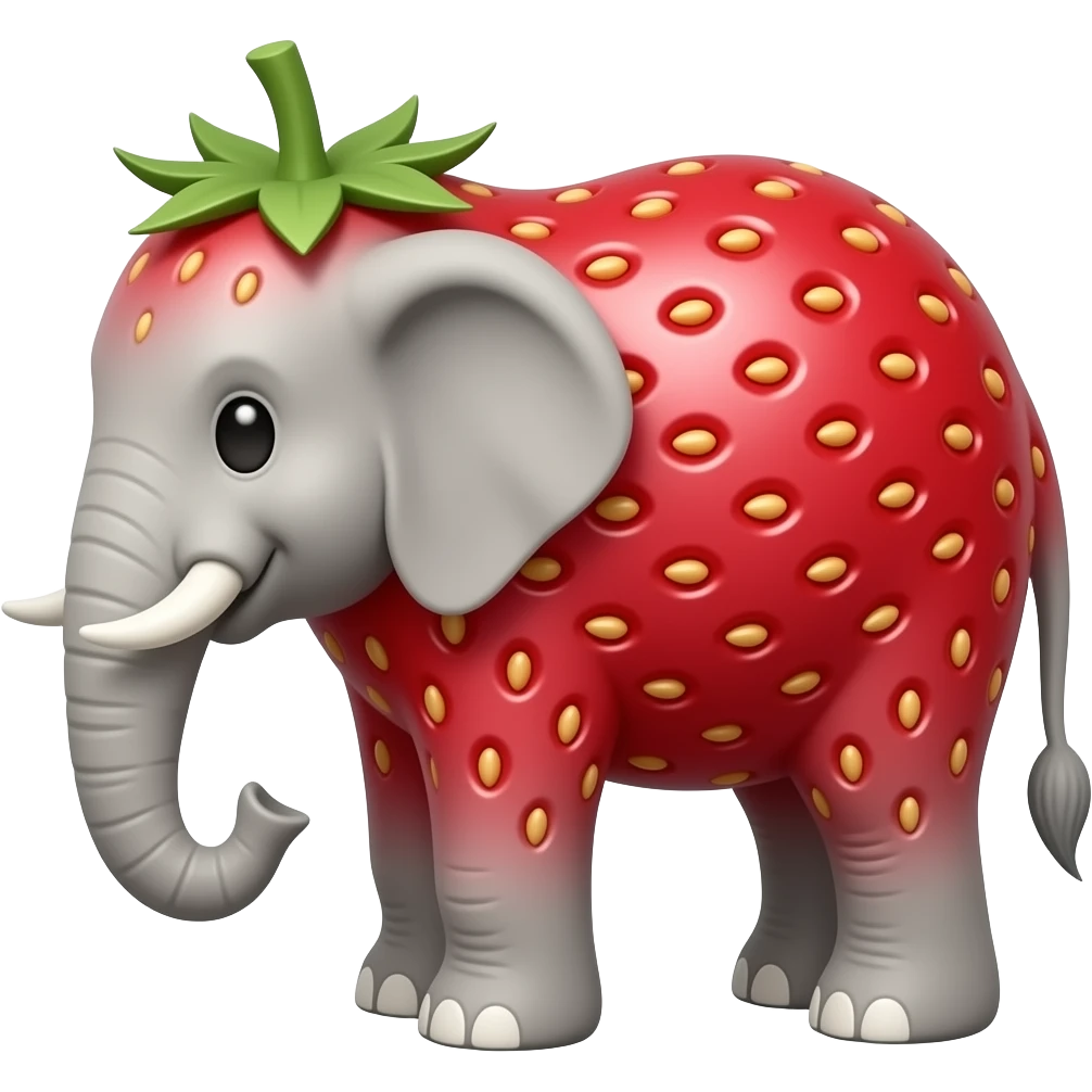 Make a elephant have a strawberry full body and legs and head emoji
