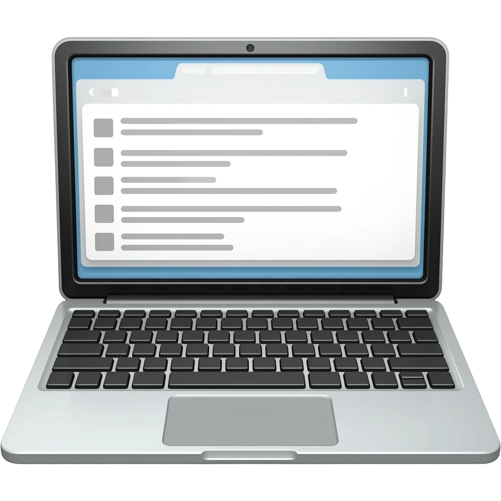 Laptop,con lista de mensajes en la pantalla emoji