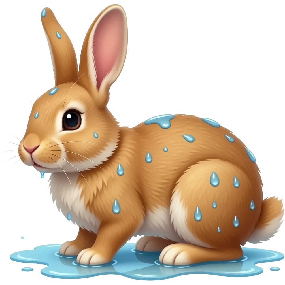 Rabbit on a Crab together but wet emoji