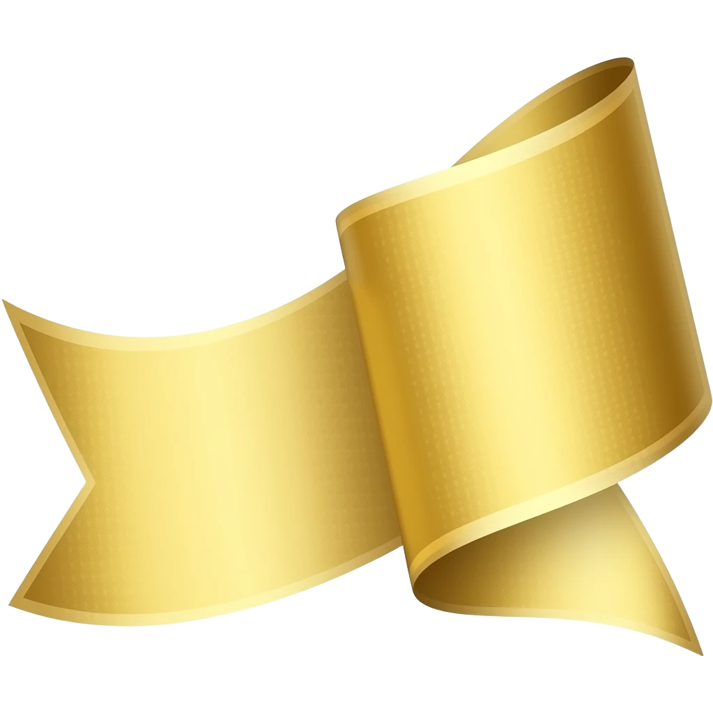 up curve in gold ribbon emoji