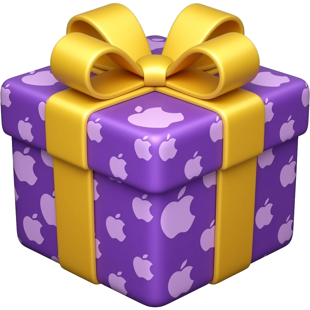 Purple and yellow wrapped gift box with ribbon bow iPhone Apple emoji emoji