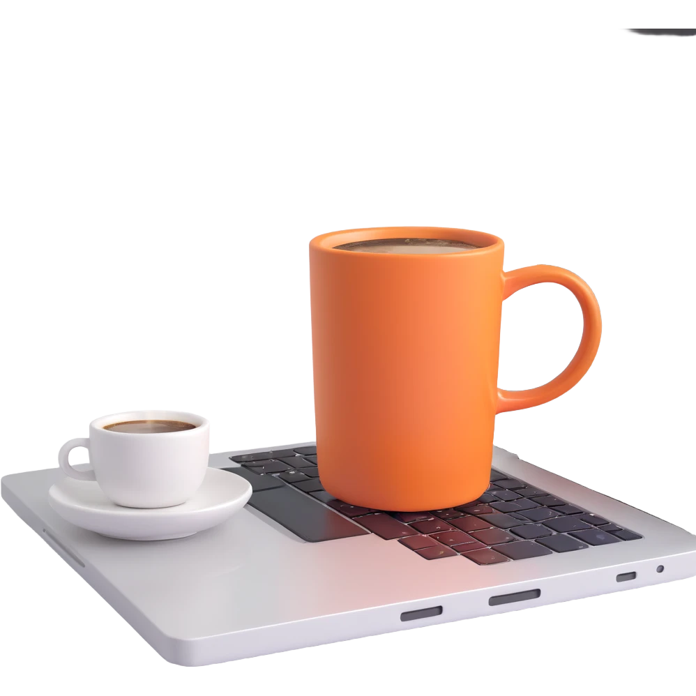 coffee and white laptop emoji