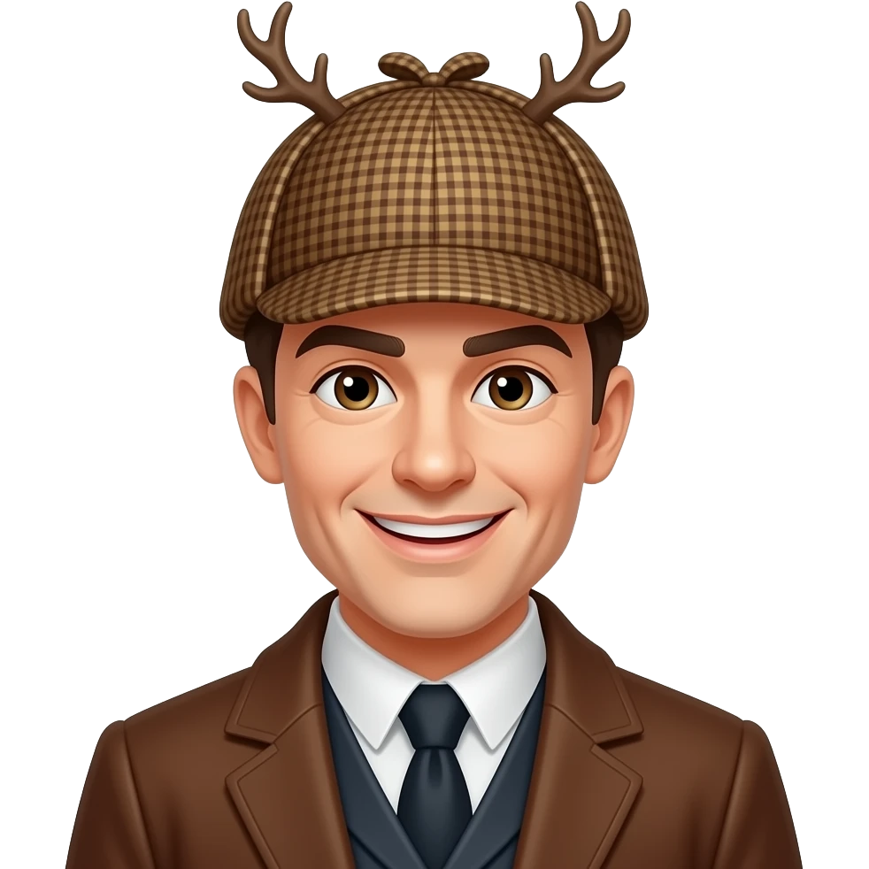 Sherlock holmes hat on smiley emoji