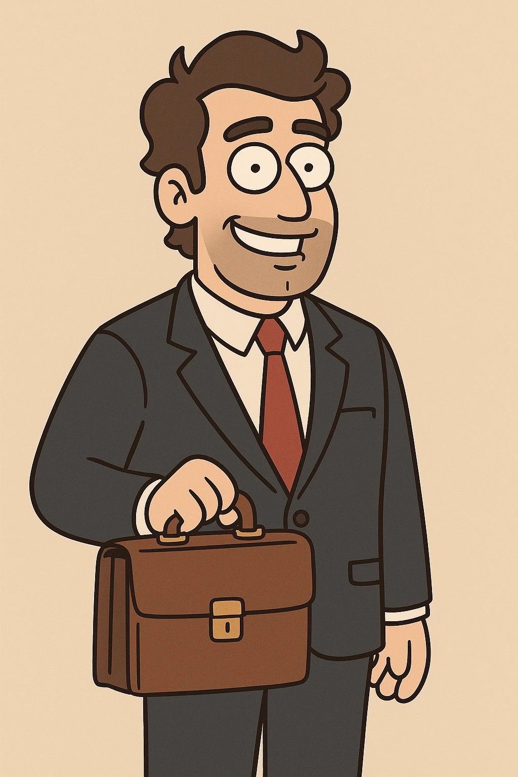 lawyer, cartoon style, smiling, holding a briefcase emoji