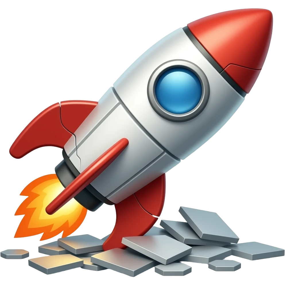 the emoji rocket crashed into the ground emoji