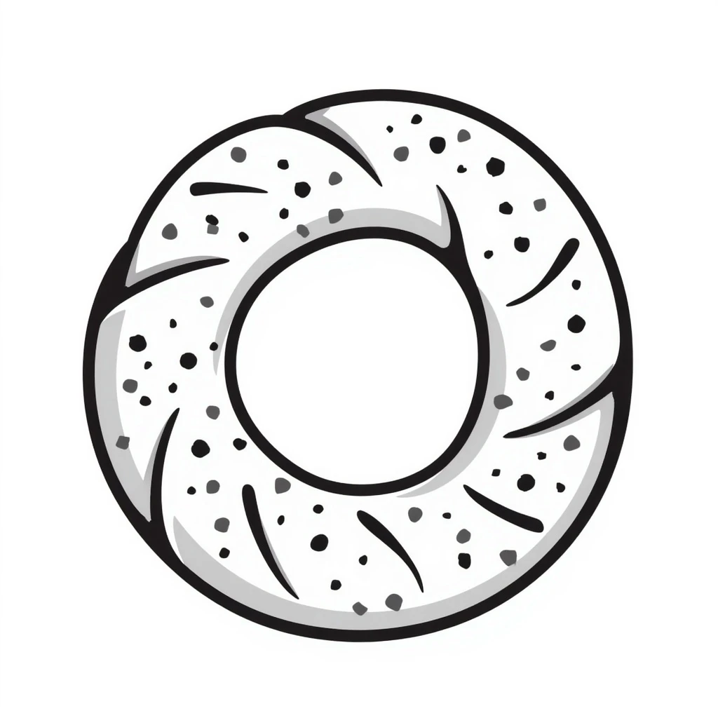 a simit, Turkish sesame bagel, hand drawn doodle style emoji