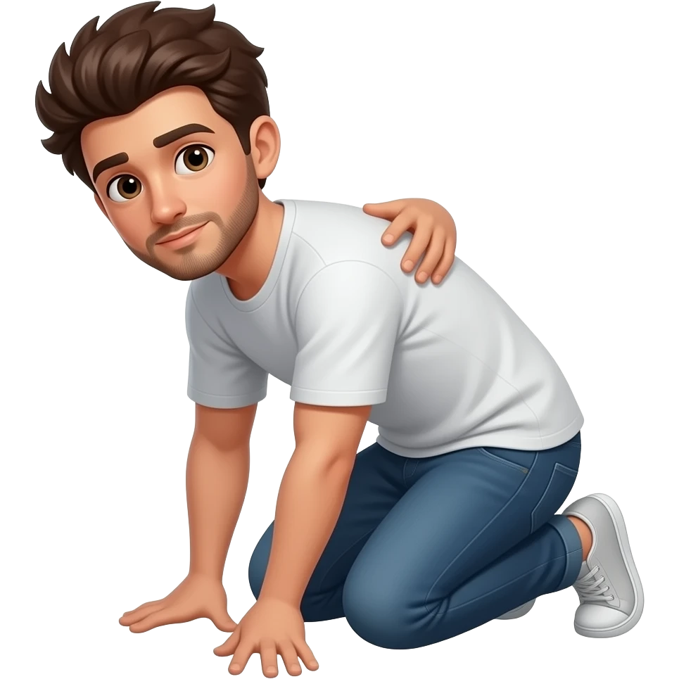 persona tocandose la espalda y agachandose emoji