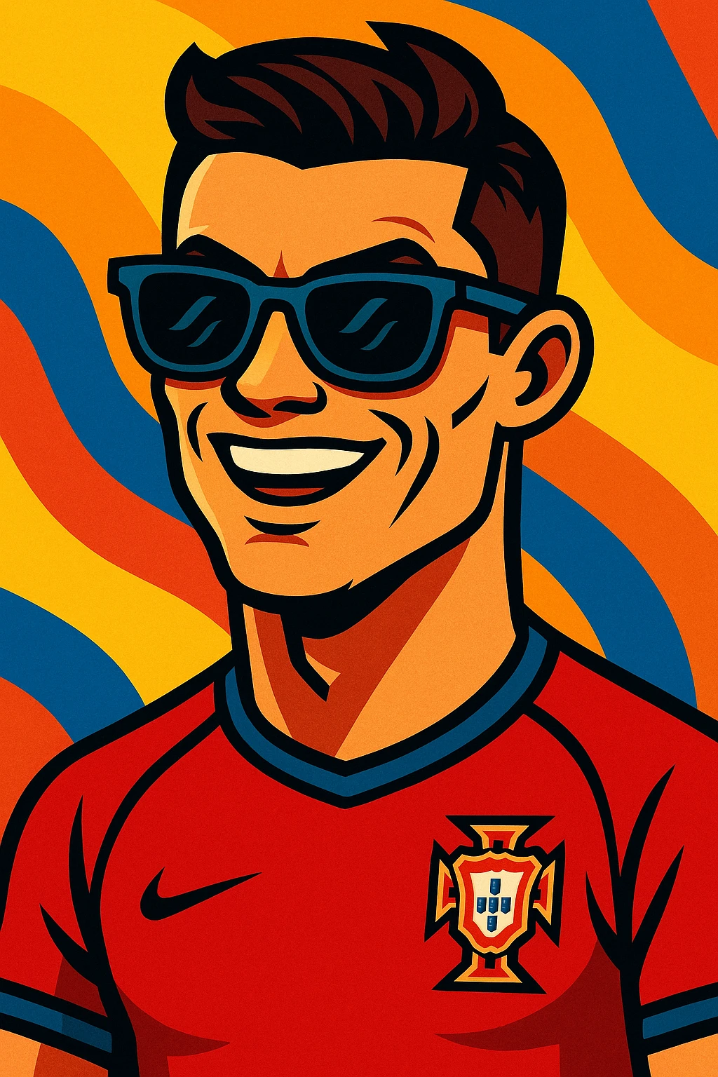 Ronaldo with stylish sunglasses, vibrant toon style emoji
