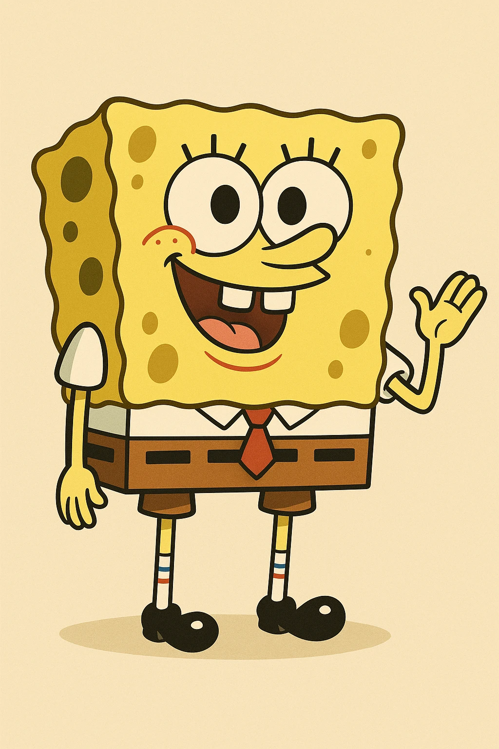 SpongeBob SquarePants, cartoon style, cheerful expression, yellow sponge character, simple background emoji