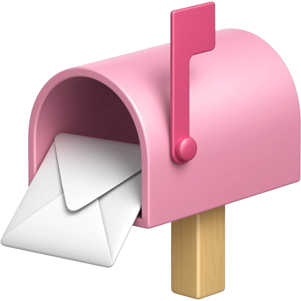 light pale pink mailbox with envelope emoji