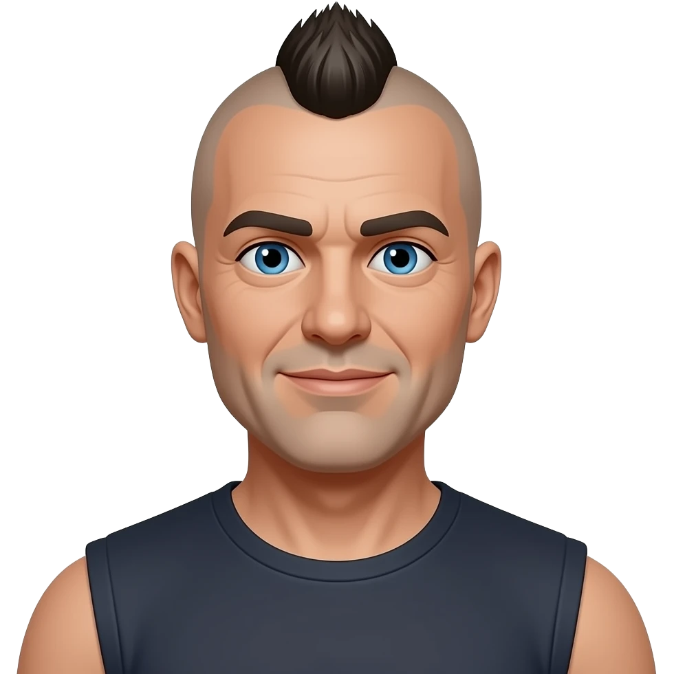 50's man skinhead mohawk and blue eyes and more broad shoulder emoji