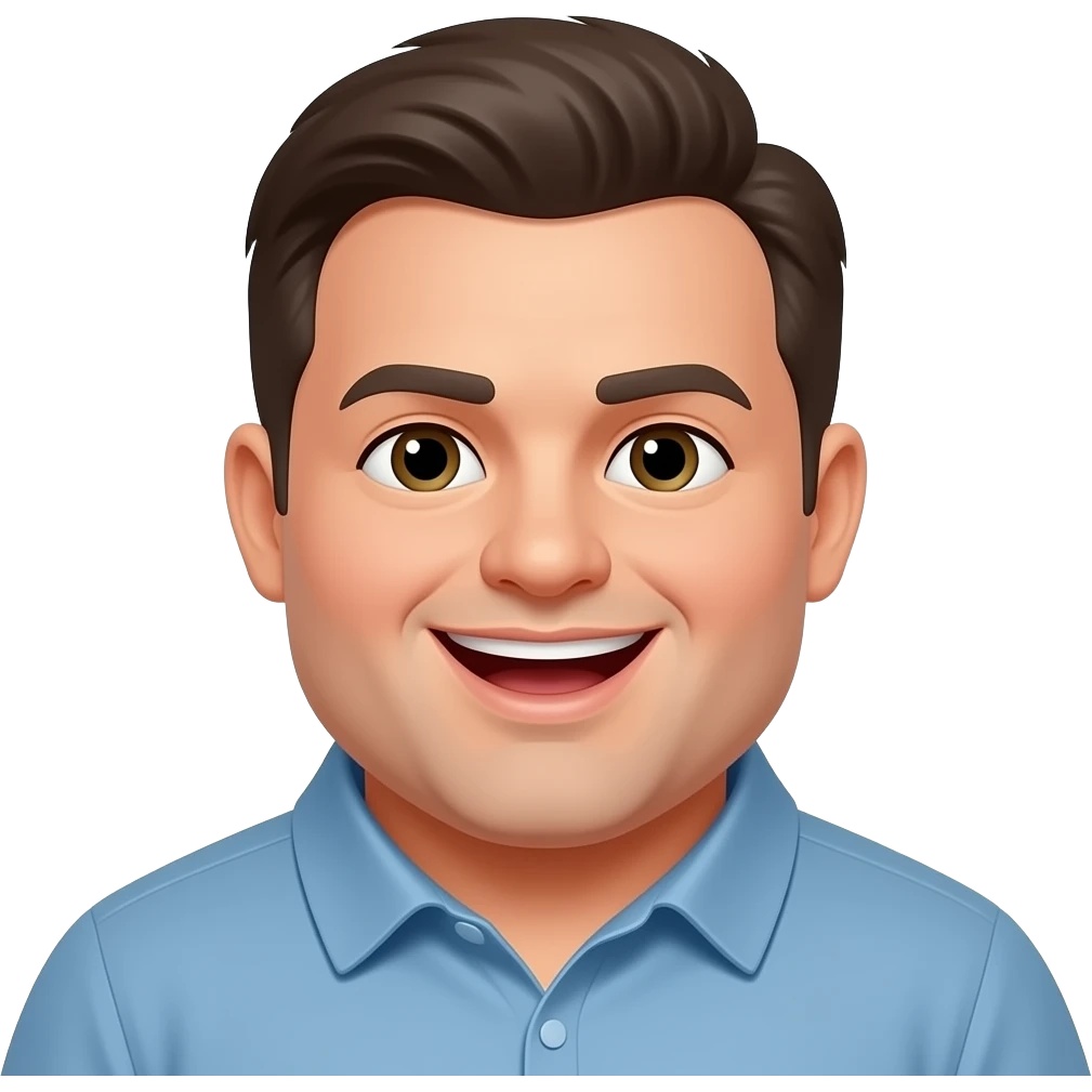 Fat singing man fair slick back hair emoji