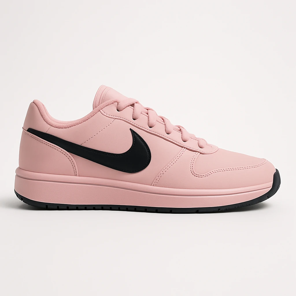minimal pink and black shoe on white background, no text emoji
