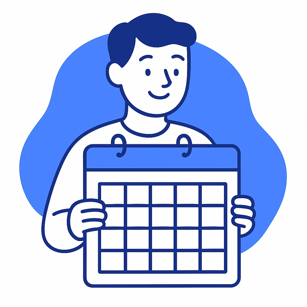 empty state illustration for the calendar page of my app, main color is 7E39ED emoji